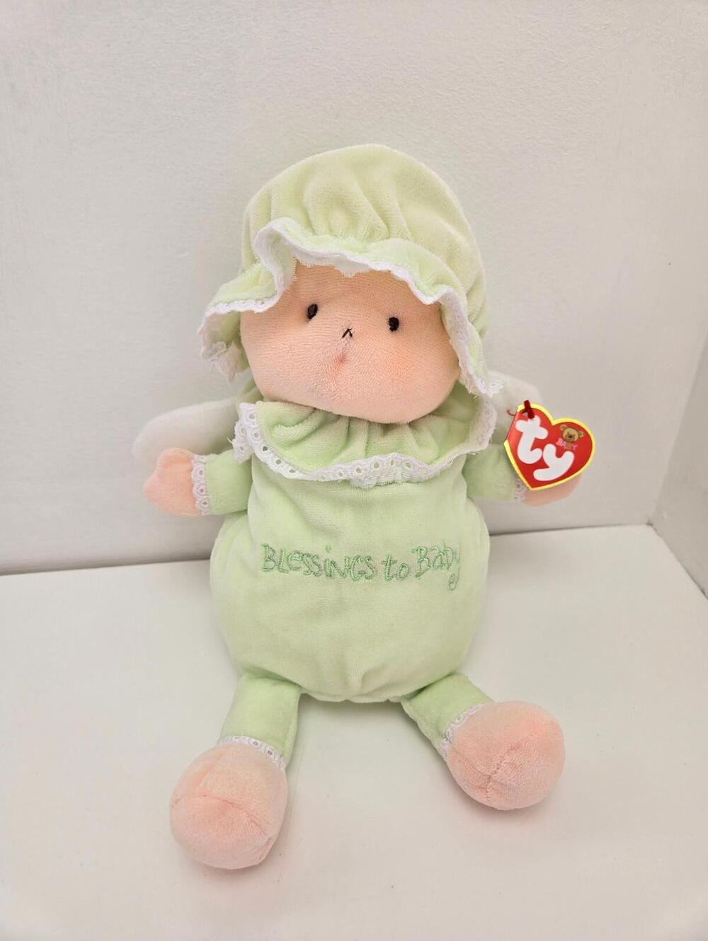 Ty Baby Line “Blessings to Baby” the Green Angel Baby Doll With Wings (8 inch)